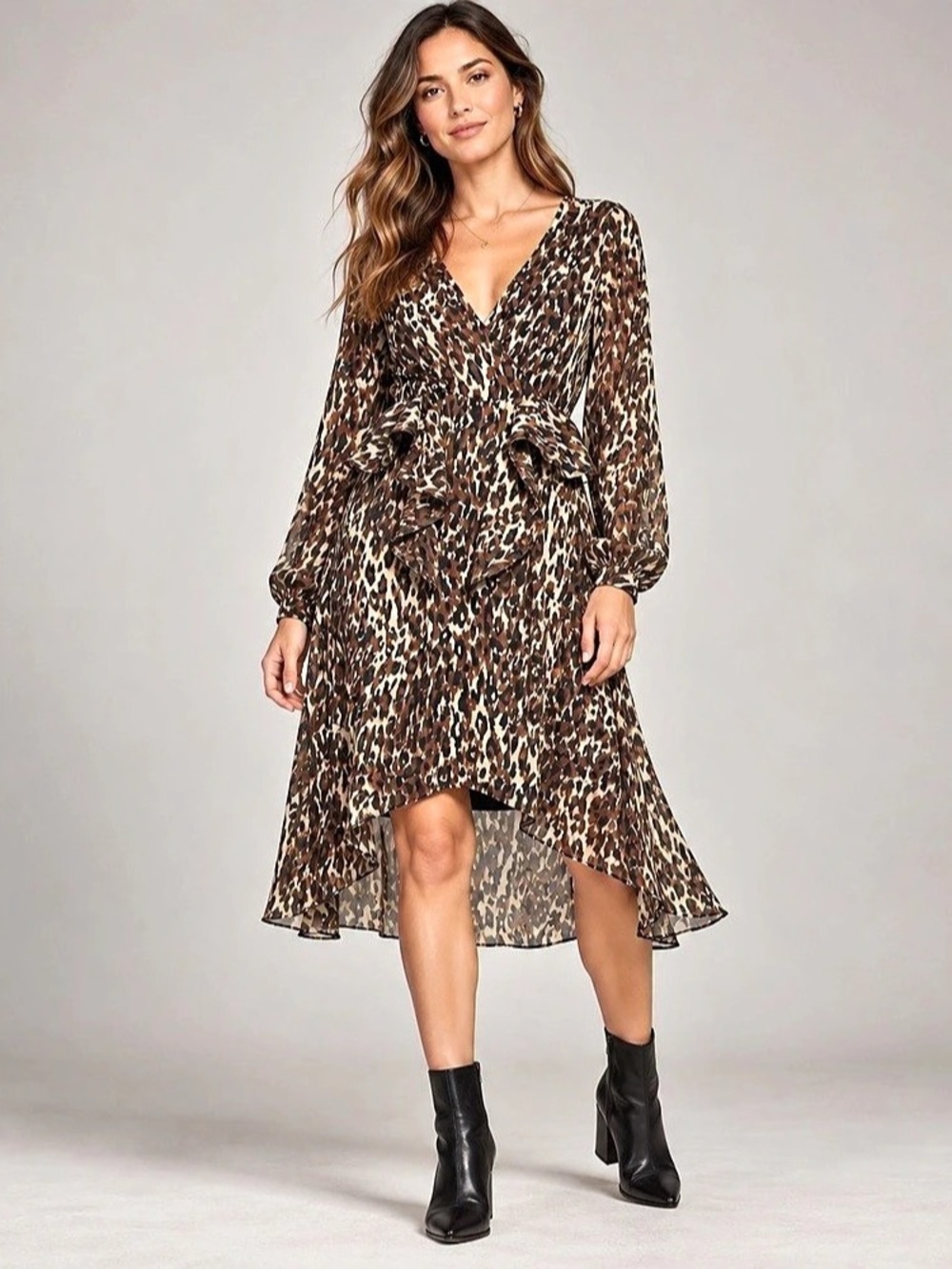 NWT Walter Baker Adam Leopard Print Ruffle Dress Size 6